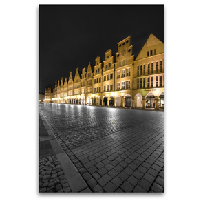 Premium Textil-Leinwand 80 x 120 cm Hoch-Format Goldener Prinzipalmarkt | Wandbild, HD-Bild auf Keilrahmen, Fertigbild auf hochwertigem Vlies, Leinwanddruck von Gregor Herzog