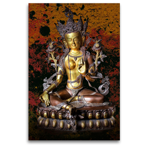 Premium Textil-Leinwand 80 x 120 cm Hoch-Format Grüne Tara, der weibliche Buddha des Mitgefühls | Wandbild, HD-Bild auf Keilrahmen, Fertigbild auf hochwertigem Vlies, Leinwanddruck von Bernd Maertens