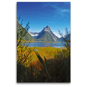 Premium Textil-Leinwand 80 x 120 cm Hoch-Format Milford Sound – South Island | Wandbild, HD-Bild auf Keilrahmen, Fertigbild auf hochwertigem Vlies, Leinwanddruck von Greta Kos