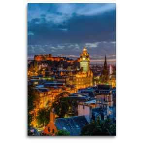 Premium Textil-Leinwand 80 x 120 cm Hoch-Format Nacht über Edinburgh | Wandbild, HD-Bild auf Keilrahmen, Fertigbild auf hochwertigem Vlies, Leinwanddruck von Christian Müller