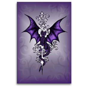 Premium Textil-Leinwand 80 x 120 cm Hoch-Format Ornament Drache | Wandbild, HD-Bild auf Keilrahmen, Fertigbild auf hochwertigem Vlies, Leinwanddruck von Petra Haberhauer / Pezi Creation