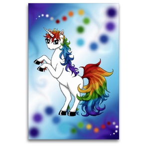 Premium Textil-Leinwand 80 x 120 cm Hoch-Format Regenbogen Einhorn | Wandbild, HD-Bild auf Keilrahmen, Fertigbild auf hochwertigem Vlies, Leinwanddruck von Petra Haberhauer / Pezi Creation