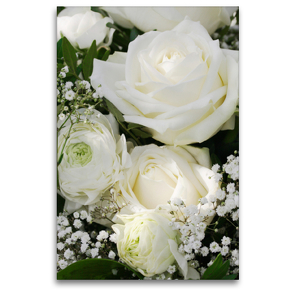 Premium Textil-Leinwand 80 x 120 cm Hoch-Format Rosen, Ranunkeln und Schleierkraut | Wandbild, HD-Bild auf Keilrahmen, Fertigbild auf hochwertigem Vlies, Leinwanddruck von Gisela Kruse