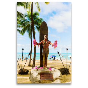 Premium Textil-Leinwand 80 x 120 cm Hoch-Format Statue von Duke Kahanamoku, dem Vater des modernen Surfens | Wandbild, HD-Bild auf Keilrahmen, Fertigbild auf hochwertigem Vlies, Leinwanddruck von Christian Müller