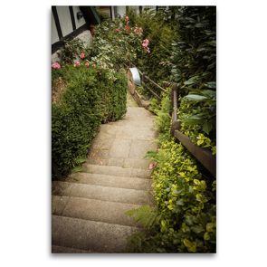 Premium Textil-Leinwand 80 x 120 cm Hoch-Format Treppe an der Wassermühle | Wandbild, HD-Bild auf Keilrahmen, Fertigbild auf hochwertigem Vlies, Leinwanddruck von Marlen Rasche
