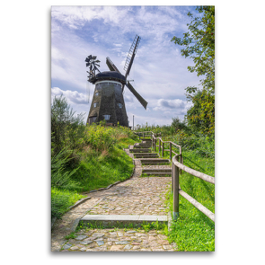 Premium Textil-Leinwand 80 x 120 cm Hoch-Format Windmühle in Benz (bei Usedom) | Wandbild, HD-Bild auf Keilrahmen, Fertigbild auf hochwertigem Vlies, Leinwanddruck von Johann Pavelka