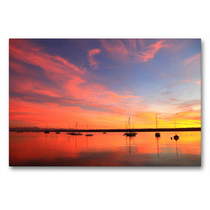 Premium Textil-Leinwand 90 x 60 cm Quer-Format Abendstimmung am Ammersee | Wandbild, HD-Bild auf Keilrahmen, Fertigbild auf hochwertigem Vlies, Leinwanddruck von Dr. Werner Altner