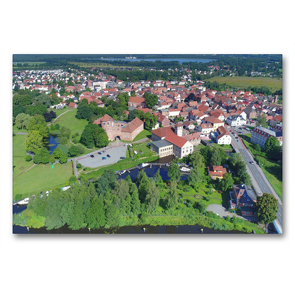 Premium Textil-Leinwand 90 x 60 cm Quer-Format Altstadtpanorama – Neustadt-Glewe | Wandbild, HD-Bild auf Keilrahmen, Fertigbild auf hochwertigem Vlies, Leinwanddruck von Markus Rein