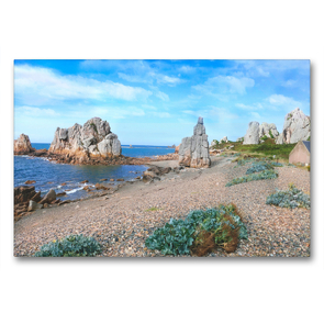 Premium Textil-Leinwand 90 x 60 cm Quer-Format An der Côte de Granit Rose | Wandbild, HD-Bild auf Keilrahmen, Fertigbild auf hochwertigem Vlies, Leinwanddruck von Christine B-B Müller