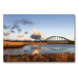 Premium Textil-Leinwand 90 x 60 cm Quer-Format An der Eiderbrücke in Friedrichstadt | Wandbild, HD-Bild auf Keilrahmen, Fertigbild auf hochwertigem Vlies, Leinwanddruck von Annett Mirsberger