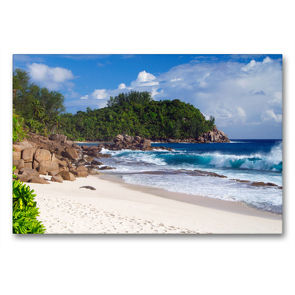 Premium Textil-Leinwand 90 x 60 cm Quer-Format Anse Bazarca / Mahe / Seychellen | Wandbild, HD-Bild auf Keilrahmen, Fertigbild auf hochwertigem Vlies, Leinwanddruck von Janita Webeler