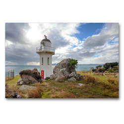 Premium Textil-Leinwand 90 x 60 cm Quer-Format Baring Head Lighthouse | Wandbild, HD-Bild auf Keilrahmen, Fertigbild auf hochwertigem Vlies, Leinwanddruck von Christian Franz Schmidt