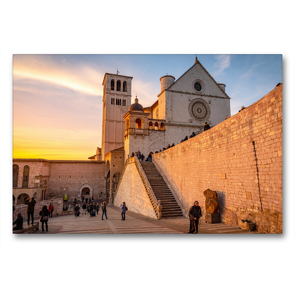 Premium Textil-Leinwand 90 x 60 cm Quer-Format Basilika San Francesco vom unteren Platz aus gesehen | Wandbild, HD-Bild auf Keilrahmen, Fertigbild auf hochwertigem Vlies, Leinwanddruck von Alessandro Tortora