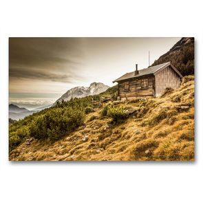 Premium Textil-Leinwand 90 x 60 cm Quer-Format Berghütte im Wettersteingebirge | Wandbild, HD-Bild auf Keilrahmen, Fertigbild auf hochwertigem Vlies, Leinwanddruck von Maik Major