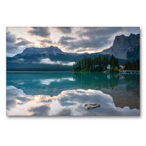 Premium Textil-Leinwand 90 x 60 cm Quer-Format Bergpanorama mit spektakulärem Sonnenaufgang in den Rocky Mountains im Yoho Nationalpark Kanadas | Wandbild, HD-Bild auf Keilrahmen, Fertigbild auf hochwertigem Vlies, Leinwanddruck von alfotokunst