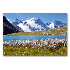 Premium Textil-Leinwand 90 x 60 cm Quer-Format Bergsee Lac Goléon, Frankreich | Wandbild, HD-Bild auf Keilrahmen, Fertigbild auf hochwertigem Vlies, Leinwanddruck von Jürgen Feuerer