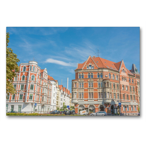 Premium Textil-Leinwand 90 x 60 cm Quer-Format Besonderer Stadtplatz umgeben von Altbauten | Wandbild, HD-Bild auf Keilrahmen, Fertigbild auf hochwertigem Vlies, Leinwanddruck von Michael Speer