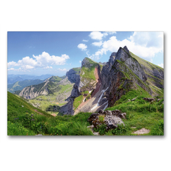 Premium Textil-Leinwand 90 x 60 cm Quer-Format Blick ins Rofangebirge | Wandbild, HD-Bild auf Keilrahmen, Fertigbild auf hochwertigem Vlies, Leinwanddruck von Anja Frost