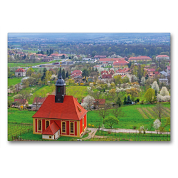 Premium Textil-Leinwand 90 x 60 cm Quer-Format Blick über die Weinbergkirche Pillnitz ins Elbtal | Wandbild, HD-Bild auf Keilrahmen, Fertigbild auf hochwertigem Vlies, Leinwanddruck von N N