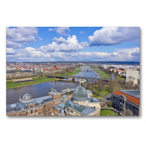 Premium Textil-Leinwand 90 x 60 cm Quer-Format Blick über Dresden | Wandbild, HD-Bild auf Keilrahmen, Fertigbild auf hochwertigem Vlies, Leinwanddruck von Ullrich Gnoth