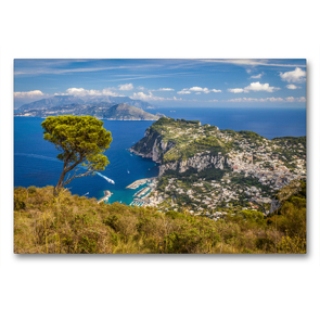 Premium Textil-Leinwand 90 x 60 cm Quer-Format Blick vom Monte Solare auf Capri nach Neapel | Wandbild, HD-Bild auf Keilrahmen, Fertigbild auf hochwertigem Vlies, Leinwanddruck von Christian Müringer