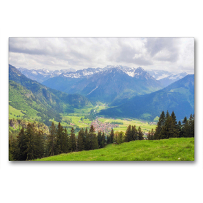 Premium Textil-Leinwand 90 x 60 cm Quer-Format Blick vom Oberjoch | Wandbild, HD-Bild auf Keilrahmen, Fertigbild auf hochwertigem Vlies, Leinwanddruck von VogtArt