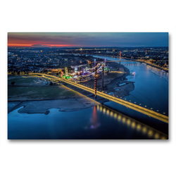 Premium Textil-Leinwand 90 x 60 cm Quer-Format Blick vom Rheinturm Düsseldorf | Wandbild, HD-Bild auf Keilrahmen, Fertigbild auf hochwertigem Vlies, Leinwanddruck von Alexander Gründel