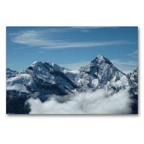 Premium Textil-Leinwand 90 x 60 cm Quer-Format Blick vom Schilthorn | Wandbild, HD-Bild auf Keilrahmen, Fertigbild auf hochwertigem Vlies, Leinwanddruck von Schwan