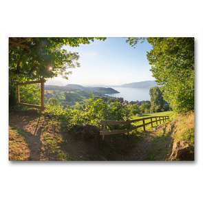 Premium Textil-Leinwand 90 x 60 cm Quer-Format Blick zum Thunersee vom Büel | Wandbild, HD-Bild auf Keilrahmen, Fertigbild auf hochwertigem Vlies, Leinwanddruck von SusaZoom