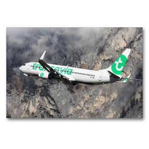 Premium Textil-Leinwand 90 x 60 cm Quer-Format Boeing 737-800 / Flughafen Innsbruck | Wandbild, HD-Bild auf Keilrahmen, Fertigbild auf hochwertigem Vlies, Leinwanddruck von Timo Breidenstein