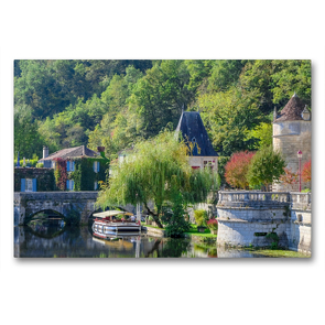 Premium Textil-Leinwand 90 x 60 cm Quer-Format Brantome – Das Venedig der Dordogne | Wandbild, HD-Bild auf Keilrahmen, Fertigbild auf hochwertigem Vlies, Leinwanddruck von Petra Saf Photography