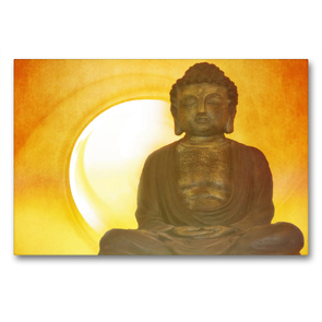 Premium Textil-Leinwand 90 x 60 cm Quer-Format Buddha in aller Stille | Wandbild, HD-Bild auf Keilrahmen, Fertigbild auf hochwertigem Vlies, Leinwanddruck von Claudia Burlager