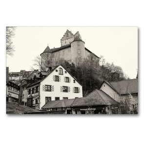 Premium Textil-Leinwand 90 x 60 cm Quer-Format Burg Meersburg über dem Bodensee | Wandbild, HD-Bild auf Keilrahmen, Fertigbild auf hochwertigem Vlies, Leinwanddruck von Andreas Riedmiller