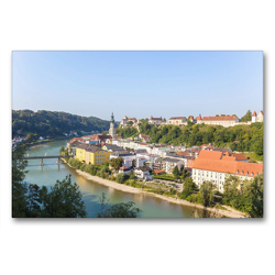 Premium Textil-Leinwand 90 x 60 cm Quer-Format Burghausen, Stadtblick vom Waldgasthof in Duttendorf | Wandbild, HD-Bild auf Keilrahmen, Fertigbild auf hochwertigem Vlies, Leinwanddruck von N N