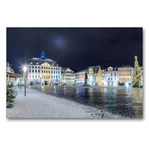 Premium Textil-Leinwand 90 x 60 cm Quer-Format Coburger Rathaus auf dem Marktplatz | Wandbild, HD-Bild auf Keilrahmen, Fertigbild auf hochwertigem Vlies, Leinwanddruck von Val Thoermer
