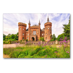 Premium Textil-Leinwand 90 x 60 cm Quer-Format Das herrliche Wasserschloss Moyland, Bedburg – Kleve | Wandbild, HD-Bild auf Keilrahmen, Fertigbild auf hochwertigem Vlies, Leinwanddruck von Bettina Hackstein