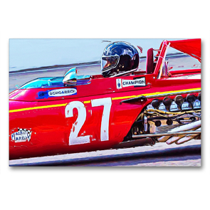 Premium Textil-Leinwand 90 x 60 cm Quer-Format Der Belgier Jacky Ickx wurde in der Formel 1 Vizeweltmeister der Jahre 1969 und 1970. | Wandbild, HD-Bild auf Keilrahmen, Fertigbild auf hochwertigem Vlies, Leinwanddruck von Jean-Louis Glineur