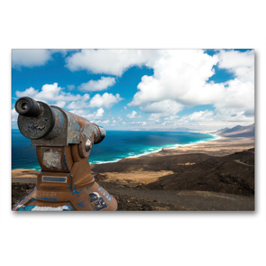 Premium Textil-Leinwand 90 x 60 cm Quer-Format Der einzigarte Blick auf den Playa Cofete auf der Kanareninsel Fuerteventura | Wandbild, HD-Bild auf Keilrahmen, Fertigbild auf hochwertigem Vlies, Leinwanddruck von Patrick Klinke