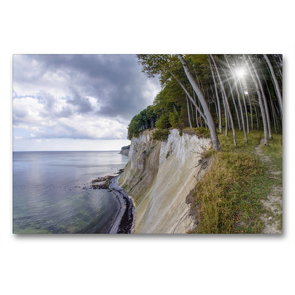 Premium Textil-Leinwand 90 x 60 cm Quer-Format Der Hochuferweg im Jasmund Nationalpark | Wandbild, HD-Bild auf Keilrahmen, Fertigbild auf hochwertigem Vlies, Leinwanddruck von Bodo Schmidt