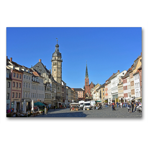 Premium Textil-Leinwand 90 x 60 cm Quer-Format Der Markt mit dem 1562 bis 1564 erbauten Rathaus und der Brüderkirche | Wandbild, HD-Bild auf Keilrahmen, Fertigbild auf hochwertigem Vlies, Leinwanddruck von Ulrich Senff