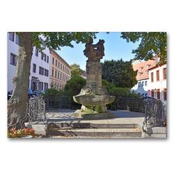 Premium Textil-Leinwand 90 x 60 cm Quer-Format Der Skatbrunnen auf dem Brühl ist das weltweit einzige Denkmal für ein Kartenspiel | Wandbild, HD-Bild auf Keilrahmen, Fertigbild auf hochwertigem Vlies, Leinwanddruck von Ulrich Senff