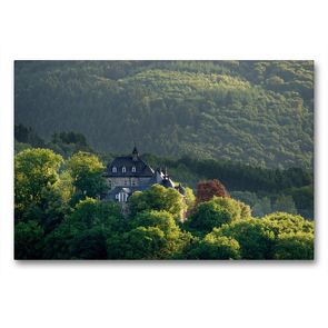 Premium Textil-Leinwand 90 x 60 cm Quer-Format Die Freusburg bei Kirchen/Sieg | Wandbild, HD-Bild auf Keilrahmen, Fertigbild auf hochwertigem Vlies, Leinwanddruck von Matthias Schaefgen