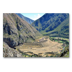 Premium Textil-Leinwand 90 x 60 cm Quer-Format Die Inkasiedlung Llactapata am Beginn des Inka-Trails | Wandbild, HD-Bild auf Keilrahmen, Fertigbild auf hochwertigem Vlies, Leinwanddruck von N N