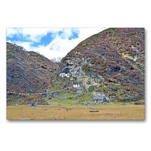 Premium Textil-Leinwand 90 x 60 cm Quer-Format Die Pungyen Gompa nahe des Manaslu bei Samagaon auf 4060 m Höhe ist heute unbewohnt | Wandbild, HD-Bild auf Keilrahmen, Fertigbild auf hochwertigem Vlies, Leinwanddruck von N N