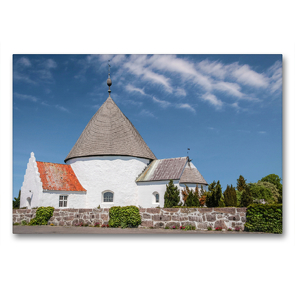 Premium Textil-Leinwand 90 x 60 cm Quer-Format Die Rundkirche Nykirke bei Hasle | Wandbild, HD-Bild auf Keilrahmen, Fertigbild auf hochwertigem Vlies, Leinwanddruck von Christian Müringer