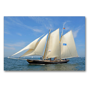 Premium Textil-Leinwand 90 x 60 cm Quer-Format Die „Skythia“, ein Nachbau der legendären Segelyacht „America“, Gewinnerin des America´s Cup 1851 | Wandbild, HD-Bild auf Keilrahmen, Fertigbild auf hochwertigem Vlies, Leinwanddruck von Ulrich Senff