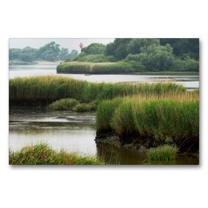 Premium Textil-Leinwand 90 x 60 cm Quer-Format Die Weser | Wandbild, HD-Bild auf Keilrahmen, Fertigbild auf hochwertigem Vlies, Leinwanddruck von Flori0