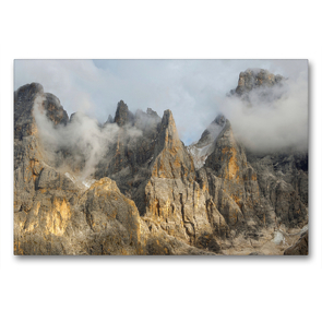 Premium Textil-Leinwand 90 x 60 cm Quer-Format Die wilden Gipfel der Pala Gruppe über dem Val Venegia in den Dolomiten des Trentino | Wandbild, HD-Bild auf Keilrahmen, Fertigbild auf hochwertigem Vlies, Leinwanddruck von Martin Zwick