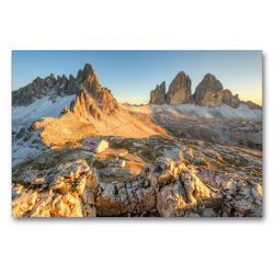 Premium Textil-Leinwand 90 x 60 cm Quer-Format Drei Zinnen in Südtirol | Wandbild, HD-Bild auf Keilrahmen, Fertigbild auf hochwertigem Vlies, Leinwanddruck von Michael Valjak