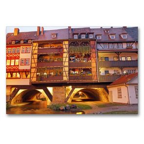 Premium Textil-Leinwand 90 x 60 cm Quer-Format Erfurts Krämerbrücke | Wandbild, HD-Bild auf Keilrahmen, Fertigbild auf hochwertigem Vlies, Leinwanddruck von Flori0